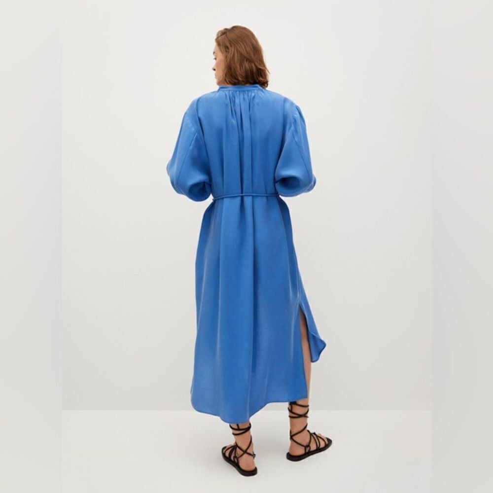 Mango Modal Oversized Dress Belted Blue - Picture 4 of 9